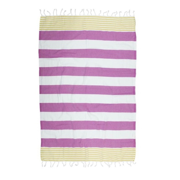 SOUQ NYC Other - Striped 100% cotton Turkish pestemal towel olive and purple combo